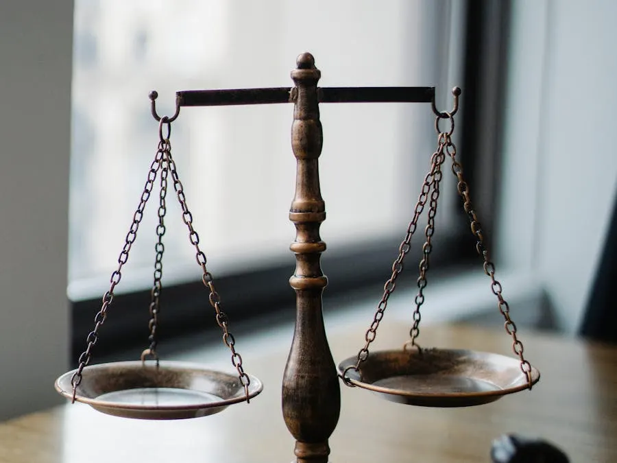 Scales of justice representing property valuation for legal disputes and arbitration